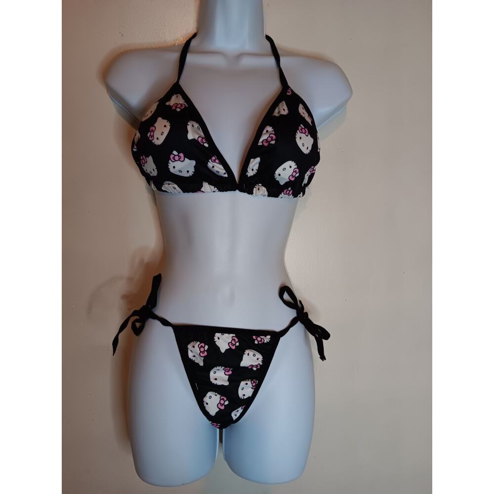 Sanrio Women's Hello Kitty 2 Piece Bikini Black Size Asian L/US Small